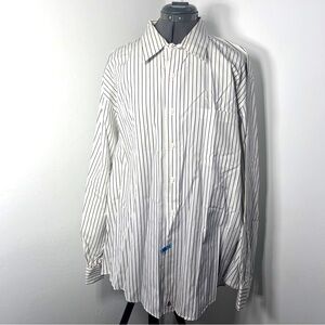 Nordstrom Classic Shirt Mens 18.5-35 80's 2 Ply Broadcloth Long Sleeve Striped
